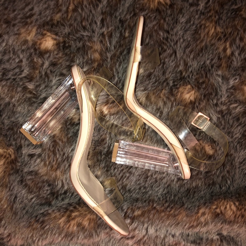 Clear single sole block heel